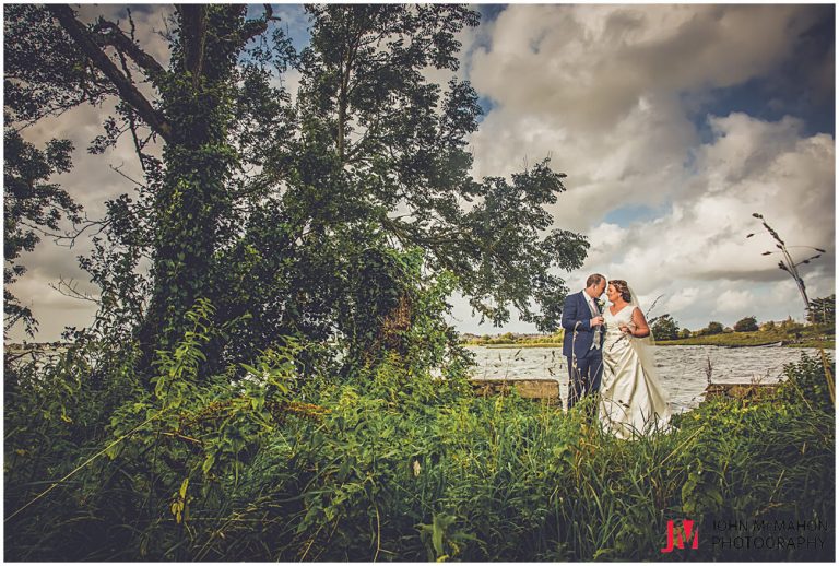 Bride and groom on wedding day in Loughrea Co Galway