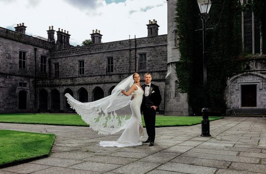 bride and groom on their wedding day in the Galway Bay Hotel
